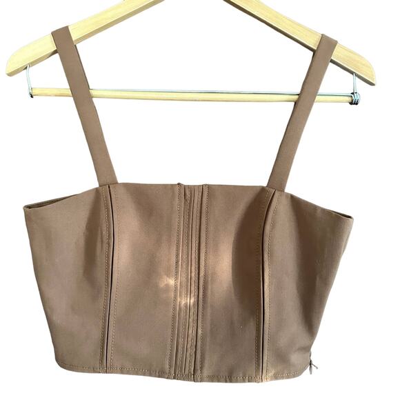 ZARA | Brown Cropped Corset Bustier Top | Size Small - Picture 1 of 4
